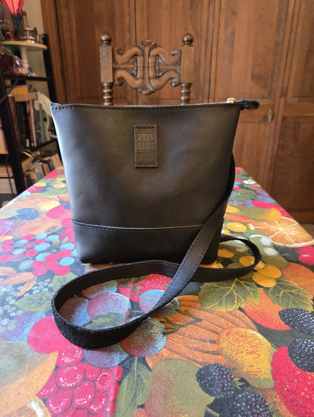 Portland Leather Goods Festival Crossbody In Smooth Black Leather